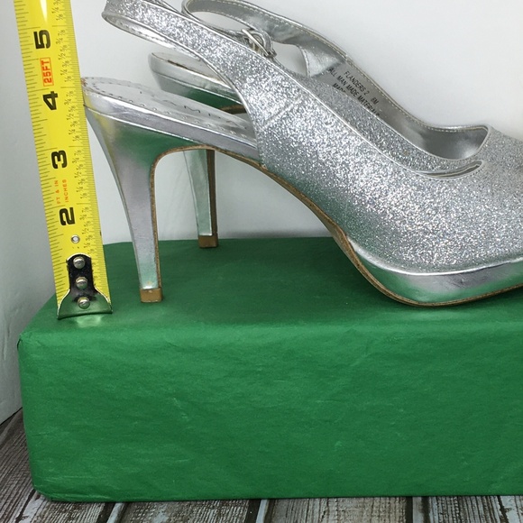 Rampage Women's Dressy Slingback Heel Pumps Shoes Sliver Glitter Open-Toe 8M - Picture 9 of 10